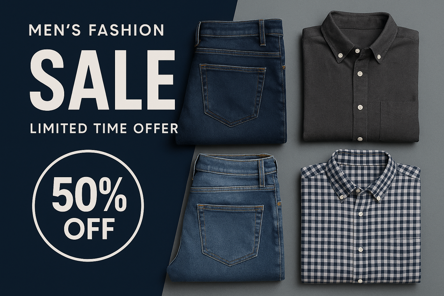 men jeans and shirts banner with discount 1621243260e1af0c20-2