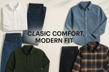 only shirts nad jeans banner with some tag line 